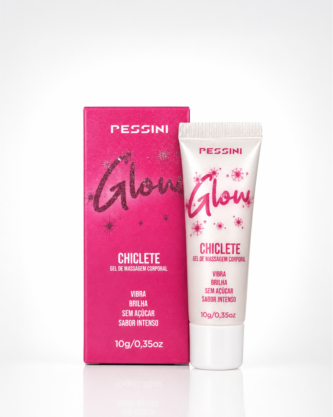 GLOW VIBRADOR LÍQUIDO CHICLETE COM GLITTER 10G PESSINI