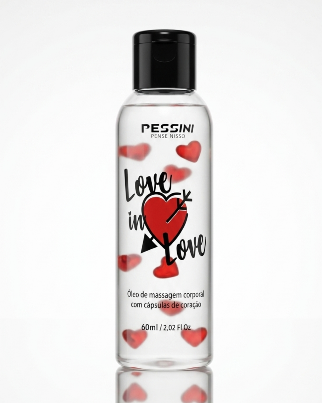 LOVE IN LOVE ÓLEO DE MASSAGEM COM CÁPSULAS DE CORAÇÃO 60ML PESSINI