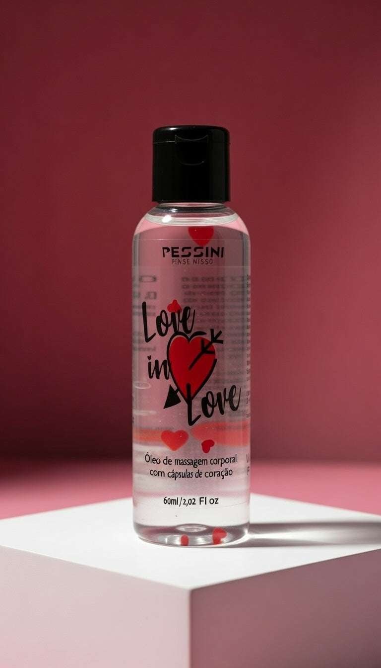 LOVE IN LOVE ÓLEO DE MASSAGEM COM CÁPSULAS DE CORAÇÃO 60ML PESSINI