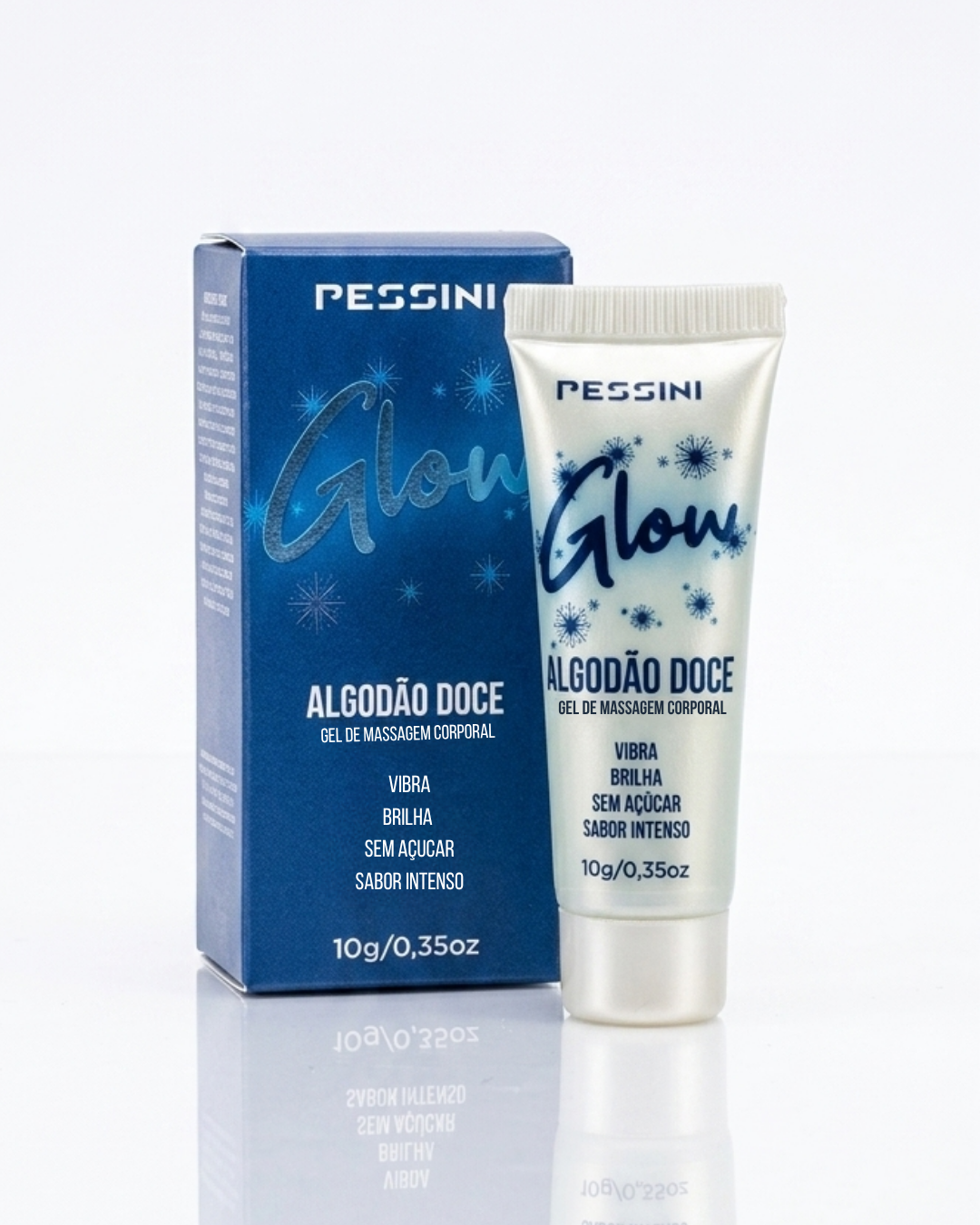 GLOW VIBRADOR LÍQUIDO ALGODÃO DOCE COM GLITTER 10G PESSINI